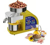 Presse à huile entièrement automatique à chaud et à froid, en acier inoxydable, adaptée à un usage domestique, pour presser les cacahuètes, les graines de sésame, les noix de coco, etc.(Yellow)