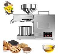Presse à huile, expulseur d'huile en acier inoxydable avec écran tactile LCD, pressage à chaud/froid pour un rendement élevé d'huile d'arachide, de sésame, de graines de lin, de noix, de tournesol