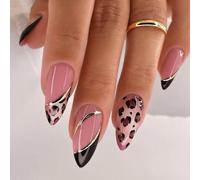 Presse à imprimer Mode Imprimer Faux ongles réutilisables avec plusieurs tailles Facile à appliquer Faux ongles ABS 1 boîte/24 pièces Abs Faux ongles Motif imprimé léopard