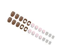 Presse à la mode sur les ongles Pack de 24 léopards plaids étoiles à pois dessins respectueux de la peau couleur café ongles artificiels réutilisables léopards français appuyer sur
