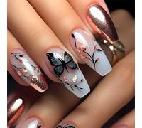 Presse à ongles de ballet française - Élégante - Or rose - Paillettes - Concevoir des faux ongles - Manucure pour les amateurs d'art
