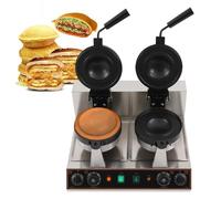 Presse À Panini Antiadhésive Commerciale, Hamburger Ufo Burger Machine Partie Sandwicher Presse Électrique Ufo Burger Maker Machine, Minuteur 5 Minutes, Température Réglable(Double Head)