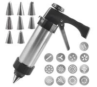 Presse à pâtisserie pour spritzgebäck, machine à biscuits extrudés avec 13 moules et 8 douilles, presse à pâtisserie en acier inoxydable, garnisseur pour pâtisseries DIY, pâtisseries churros et