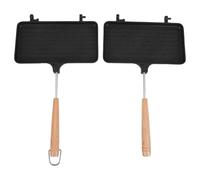 Presse à Sandwichs Portable Double Face pour Cuisinière, Aluminium | Poignée en Bois, Chaleur Répartie Uniformément, Cuisson Multifonction, Usage Appartement et Petit-déjeuner