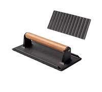 Presse à steak, rectangulaire avec poignée en bois, outil de cuisson au bacon, viande, hamburger - pour griller, griller, griller, paninis, tortilla, cuisine, camping, extérieur