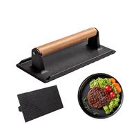 Presse à steak rectangulaire - Batterie de cuisine avec poignée en bois, presse à viande pour cuisson de tortilla, préparation des repas, cuisine pour griller, améliorer la chaleur et la saveur