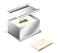 Presse à tofu, en acier inoxydable, 16 x 12 x 9 cm, avec étamine à fromage, presse à tofu, avec plusieurs trous de drainage et bac d'égouttement, pour cuisine, restaurant, fait maison