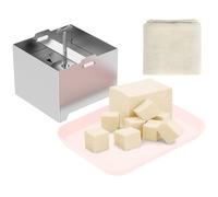 Presse à tofu en acier inoxydable - 500 g - Régulation de la pression avec 1 bol et 1 étamine - Pour fromage fait maison (500 g)