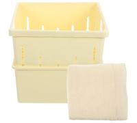 Presse à Tofu en Boîte Beige en Plastique, Simple et Réutilisable | Évacuation des Liquides, Fabrication Maison de Fromage, Tissu Filtre et Toile Fromagère