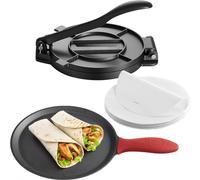 Presse à tortilla Taco 20cm - Faiseuse de pâte à chapati en fer gris avec poignée - Presse à pâte pour tacos et chapatis