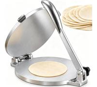 Presse à tortillas manuelle 16/20 cm, fabricant de pâte en aluminium | Poignée à levier & antiadhésive, pour tortillas maison, feuilles de raviolis, roti et pain plat(silver,20cm)