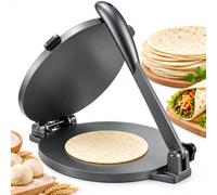 Presse à tortillas manuelle 16/20 cm, fabricant de pâte en aluminium | Poignée à levier & antiadhésive, pour tortillas maison, feuilles de raviolis, roti et pain plat(black,20cm)