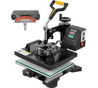 presse à transfert 2 en 1 25,4 x 30,5 cm, presse à chaleur 650 W, presse à chaud DIY capuchons presse à chemise, plage de température 0-250 °C, minuterie 0-999 s, base pivotante 360 Grand, revêtement