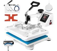 Presse à transfert 29x38cm Presse à chaleur 5 en 1, Heat Press, presse à chaud avec minuterie numérique précise & réglage de la température 360 degrés, machine blanche de pressage à chaud pour chaussu