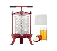 Presse à vin de fruits presse manuelle for la vinification 1.3/2.4/3.7Gal 5/9/14L panier en acier inoxydable rouge argent vin presse à raisin Pour usage commercial(5L)