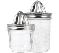 Presse-Agrumes à Main 2pcs Mason Pot Presse-Agrumes Couvercle De Presse-Agrumes Manuel Presse-Agrumes en Acier Inoxydable Presse-Agrumes Tasse De Jus De Cuisine pour Fruits 280ml 4, As Shown