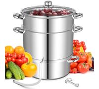 Presse-agrumes à vapeur en acier inoxydable, fruits et légumes, cuiseur vapeur de 11 litres avec tuyau, pince, couvercle, poignée annulaire, pour faire des jus, gelées, sauces