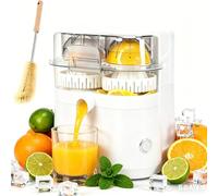 Presse-Agrumes Automatique à Double TêTe, Presse Et Citrons Verts éLectrique Avec Coupe-Fruits IntéGré Et Doubles CôNes, SéParation Efficace De La Pulpe, ContrôLe à 2 Vitesses(White)
