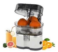 Presse-agrumes électrique, 400 ml, double bac à jus, utilisation intuitive, rendement en jus > 90%, compatible avec oranges, citrons verts et pamplemousses (blanc).