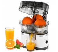Presse-Agrumes Électrique à Double Tête, Extracteur de Jus d’Orange et de Citron 400ml avec Moteur 18000RPM, Presse-Fruits Automatique 100W Coupe-Fruit Intégré et Pièces Détachables Faciles à N white