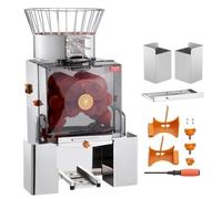 VEVOR Presse-Agrumes Électrique Commercial 120 W Extracteur de Jus Automatique 25 Oranges/min avec Filtre Extractible et Seau de Collecte d'Épluchure pour Orange Pamplemousse Restaurant Café Fruiterie
