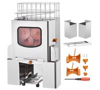 VEVOR Presse-Agrumes Électrique Commercial 120 W Extracteur de Jus d'Orange Alimentation Automatique avec Filtre Extractible et Seau de Collecte d'Épluchure pour Pamplemousse Restaurant Café Fruiterie