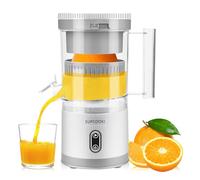 Presse-agrumes électrique rechargeable câble USB, brosse de nettoyage, bouton tactile, presse-agrumes automatique orange, citron et pamplemousse, facile à nettoyer, blanc