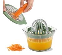 Presse-agrumes manuel 5 en 1 avec tasse à mesurer - Presse-citron, orange et citron vert, séparateur d'œufs et râpe à ail, sans BPA, 355 ml (vert, 1 pièce)