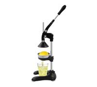 Presse-agrumes manuel à levier en acier inoxydable - Extracteur de jus manuel professionnel avec 2 embouts pour agrumes et grenade - Presse de table stable pour oranges, citrons, citrons verts (noir)