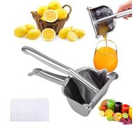 Presse-agrumes manuel avec 10 sacs de jus, presse-citron manuel avec poignée ergonomique, extracteur de jus de fruits frais en alliage d'aluminium pour orange, agrumes, grenade, citron vert