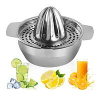 Presse Agrumes Manuel Citron Professionnel Inox, Presse Citron Rotation Presse Facile à Nettoyer pour Presser Citrons, Extracteur de Jus avec Tamis et 2 Becs Verseurs, Passe au Lave-Vaisselle