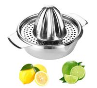 Presse-agrumes manuel en acier inoxydable avec tamis | Pour citrons et citrons verts, avec bac de récupération, acier inoxydable, presse-main, passe au lave-vaisselle