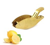 Presse-agrumes manuel en acier inoxydable en forme de poisson - Presse à agrumes multi-usage pour citron, orange, essentiels de cuisine, design facile à nettoyer (doré)