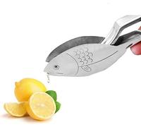 Presse-agrumes manuel en acier inoxydable en forme de poisson - Presse-agrumes multi-usage pour citron, orange, essentiel de cuisine, design facile à nettoyer (argenté)