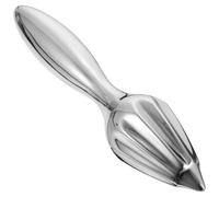 Presse-agrumes Manuel en Acier Inoxydable, Manche Ergonomique | Pointe Conique en Bois de Hêtre, Structure Monobloc Argentée, Usage la Cuisine Bureau, 124g