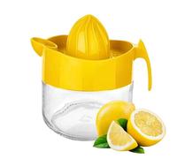 Presse-agrumes manuel en verre, orange, pamplefuit, petit presse-agrumes, extracteur manuel à main avec poignée et bec verseur, sans BPA et sans plomb, en verre transparent, 286,3 g (jaune)