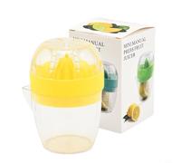 Presse-agrumes manuel fonctionnel pour citron, orange, pamplemousse avec tasse transparente et contrôle du débit ciblé (jaune)