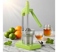 Presse-agrumes Manuel, Outil de Presse À Fruits en Acier Inoxydable avec Entonnoir Séparable, Étanche, Résistant À la Corrosion, Fonctionnement Silencieux, Levier de Pression Rotatif pour Bar D green