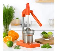 Presse-agrumes Manuel, Outil de Presse À Fruits en Acier Inoxydable avec Entonnoir Séparable, Étanche, Résistant À la Corrosion, Fonctionnement Silencieux, Levier de Pression Rotatif pour Bar Orange