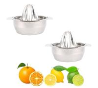 Presse-agrumes manuel pour agrumes, citron, orange, pamplemousse, 2 pièces, presse-agrumes robuste en acier inoxydable, presse rotative avec passoire et bol pour la maison