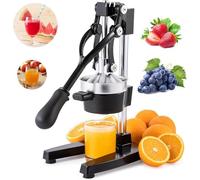 Presse-agrumes manuel, presse-agrumes domestique en acier inoxydable for agrumes, citron, grenade, pastèque, 80% de jus de fruits/jus 1 s/facile à nettoyer avec une brosse