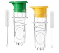 Presse-Agrumes Manuelle Robuste Lot 2, Jaune Vert, avec Couvercle et Brosse | Presse Citron Plastique, Extraction Efficace, avec Couvercle pour Citrons Limes et Petits Agrumes