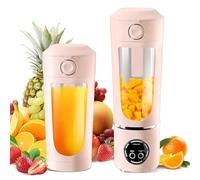 Presse-agrumes Portable Intelligent Broyeur À Glace 12 Lames avec Affichage Numérique Led 1500 Mah Rechargeable Par Usb 700 Ml/24.69 Oz Machine Shake Compacte pour Smoothies Aux Fru pink 7.4V 1500mAh
