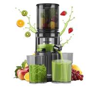 Presse-agrumes pour légumes et fruits entiers, 130 mm de large et tube d'alimentation plus grand, facile à nettoyer, presse-agrumes lent avec 2 verres, presse-agrumes électrique