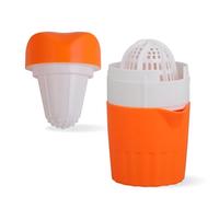 Presse agrumes - Presse citron 18 x 10 x 10 cm - Plastique - Extracteur Manuel avec Récipient à Jus - Pour Citrons, Oranges, Citrons Verts et Plus (Orange)