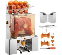 Presse-agrumes professionnel 120 W - Extracteur automatique de jus avec boîte de filtre extractible et seaux de collecte - Presse-agrumes en acier inoxydable pour 20 oranges par minute