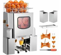 Presse-Agrumes Professionnel, extracteur de jus Automatique, Presse-Agrumes en Acier Inoxydable, 20 Oranges par Minute, Filtre extractible, Couvercle et 2 seaux de récupération des écorces.