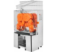 Presse-agrumes professionnel, extracteur de jus d'orange de 120 W avec grand panier de rangement, filtre extractible et 2 seaux de récupération pour un traitement efficace.
