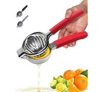 Presse Agrumes Très Grand, Presse Citron Très Résistant, Inoxydable 18/10 Presse Agrumes Manuel Pour Citron, Orange, Ou Autres Fruits, Passe au Lave-vaiselle (Red)