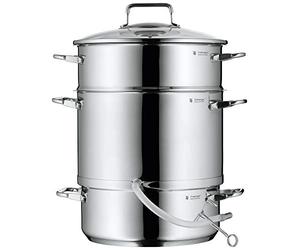 Presse-agrumes WMF presse-agrumes vapeur induction 7l, presse-agrumes avec couvercle en verre 25 cm, acier inoxydable poli Cromargan